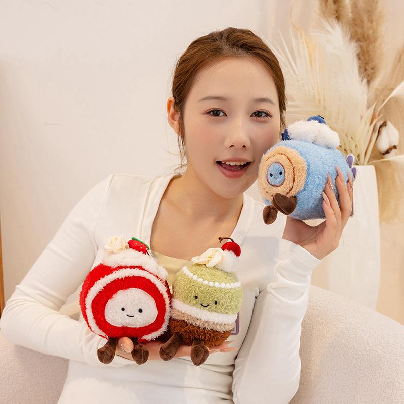 Cute Stuffed Cake Plushie Swiss Roll Plush Toys Strawberry Chocolate Ice Cream Cupcake Snack Party Decor Christmas Birthday Gift