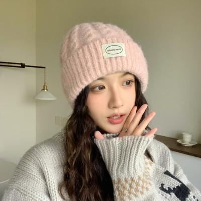 Autumn and Winter Letter Twist Wool Hat Warm Thickened Ear Protectors Casual Versatile Solid Color Woven Knitted Hat Cold Hat