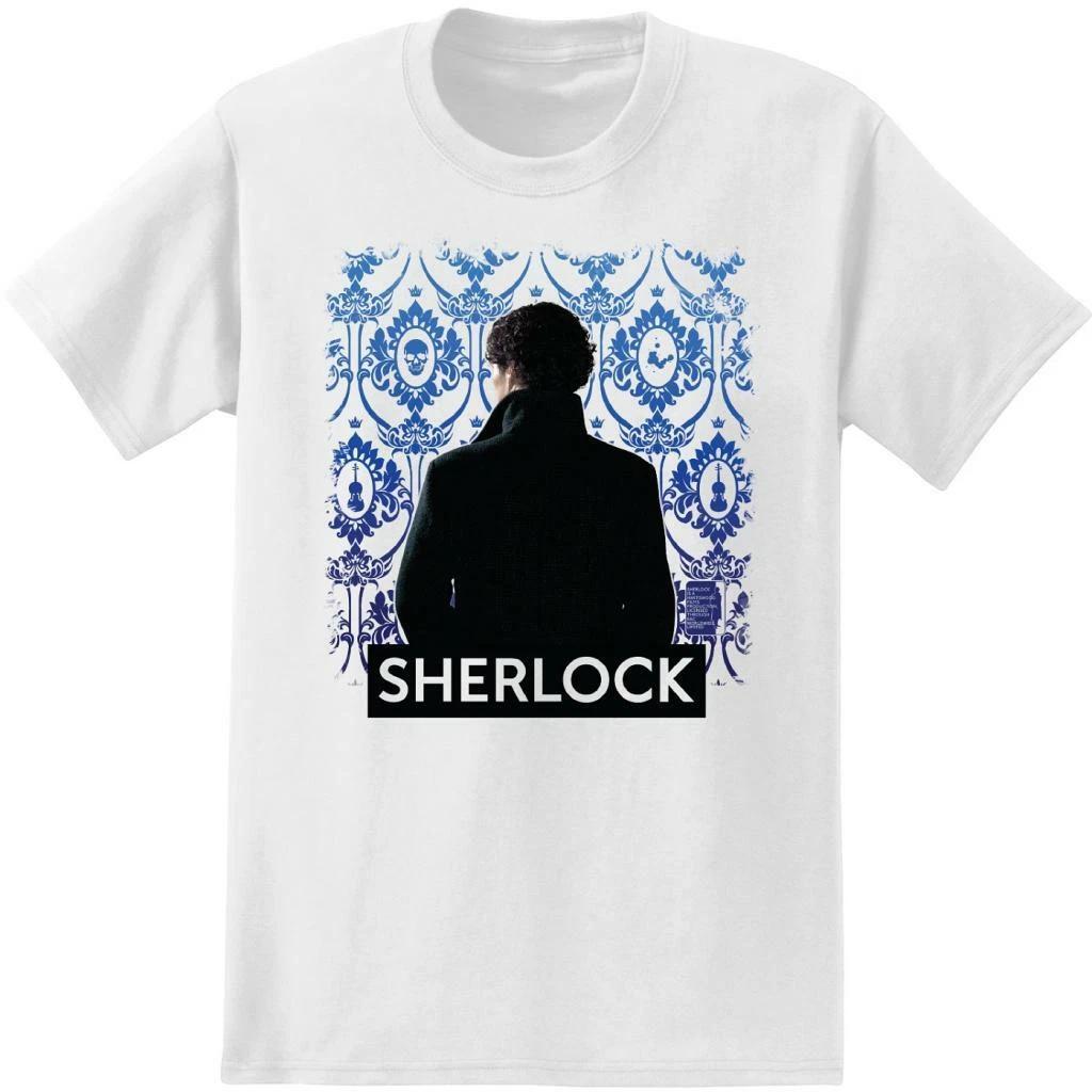 Adult White Detective TV Show Sherlock Holmes Wallpaper Background Cosplay Tee 2XL