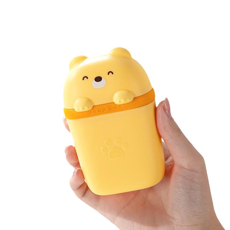Cute Cartoon Soap Box With Bow For Travel Bathroom Soap Dishes Portable Sealed Drainage Soap Case Organizer Home