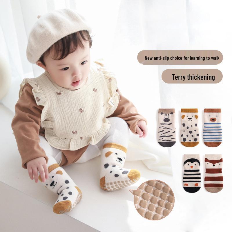 Autumn Winter Thickened Anti-slip Baby Mid-Calf Socks - Combed Cotton Children's Floor Socks for Newborns