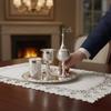 4 Pieces Beverage Service with Tray Decorative Pot Cups Ornate for