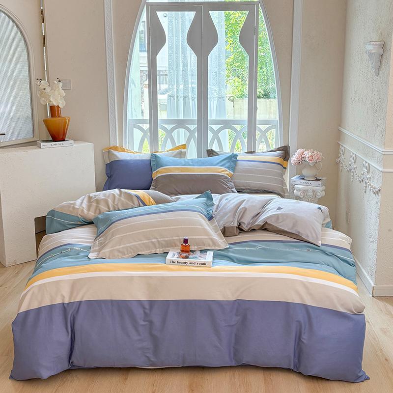 100% Cotton 3 Piece Duvet Cover Set with 2 Pillowcases for Single Double Queen King Size Bedding