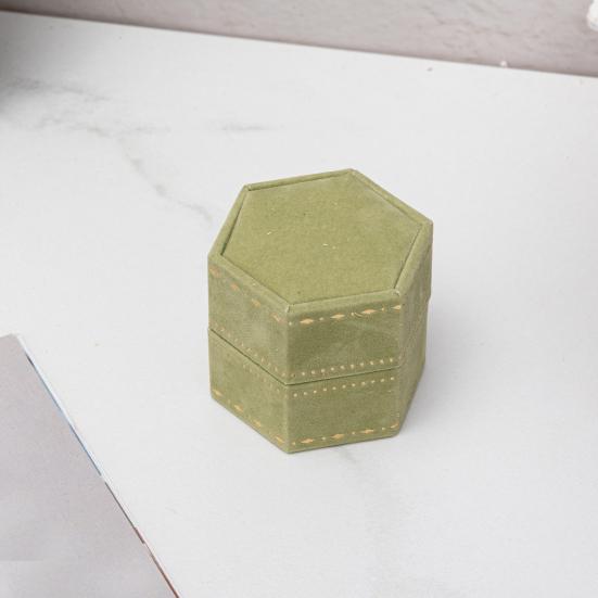 Boîte à Bague, Boîte Cadeau Hexagonale en Velours pour Bijoux, Compacte avec Protection en Éponge Douce Design Élégant, Boîte à Bijoux pour Fiançailles, Demande en Mariage, Mariage