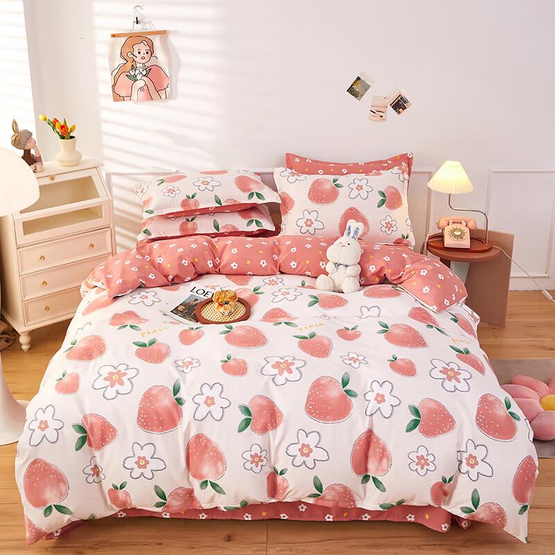 Эко-хлопковый фланелевый комплект постельного белья из 4 предметов «Цветок персика Шуйбо» 200x230cm
