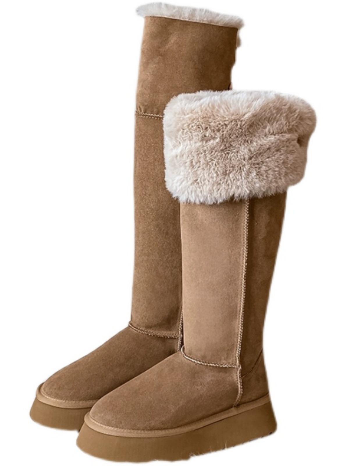 

Длинные зимние сапоги женские зимние бархатные утолщенные 2025 новые сапоги до колена на толстой подошве модные универсальные высокие сапоги 39 хаки