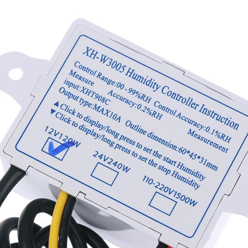 Xh-W3005 Dijital Nem Kontrol Cihazı 12V 24V 220V Nemölçer Higrometre Nem Kontrol Anahtarı Regülatör + Nem Sensörü