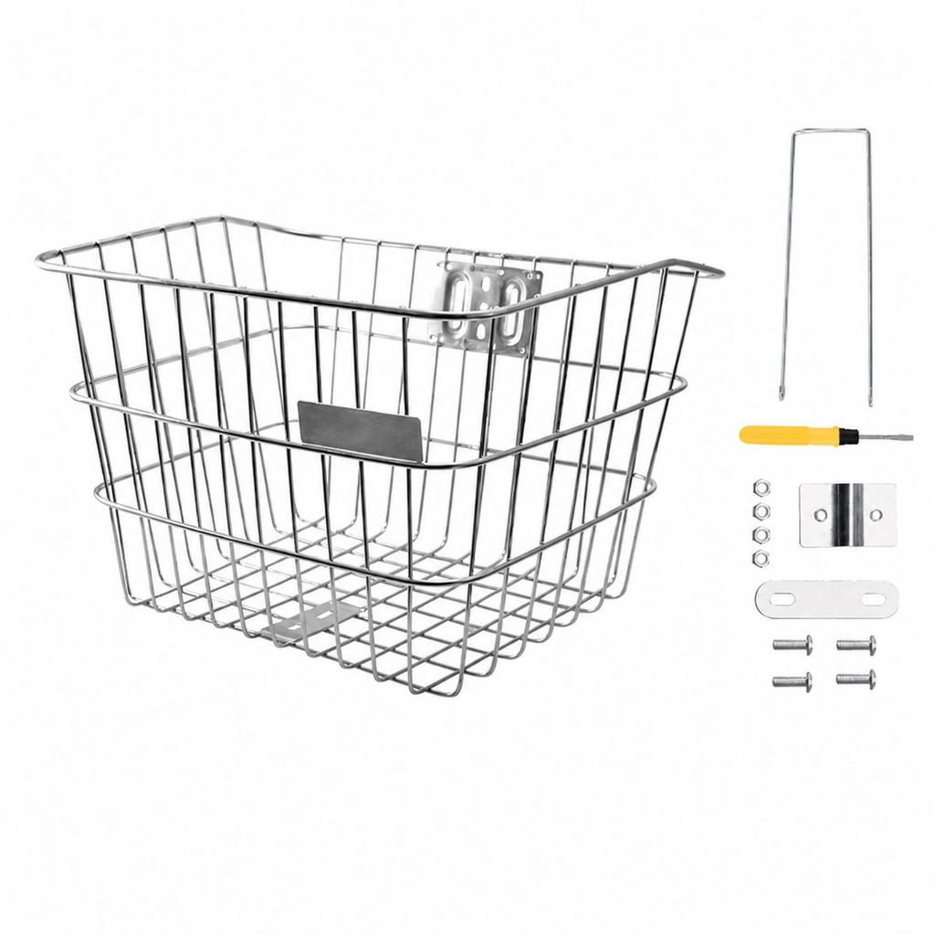 Stainless Steel Front Cycle Basket Weather-Resistant for Grocery Runs