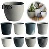 Versatile Indoor Plant Vase Large Tall Resin Planter, Thickened Faux Stone Pot with Embossed Simple Decorative Garden Ornament Texture, Modern Flower