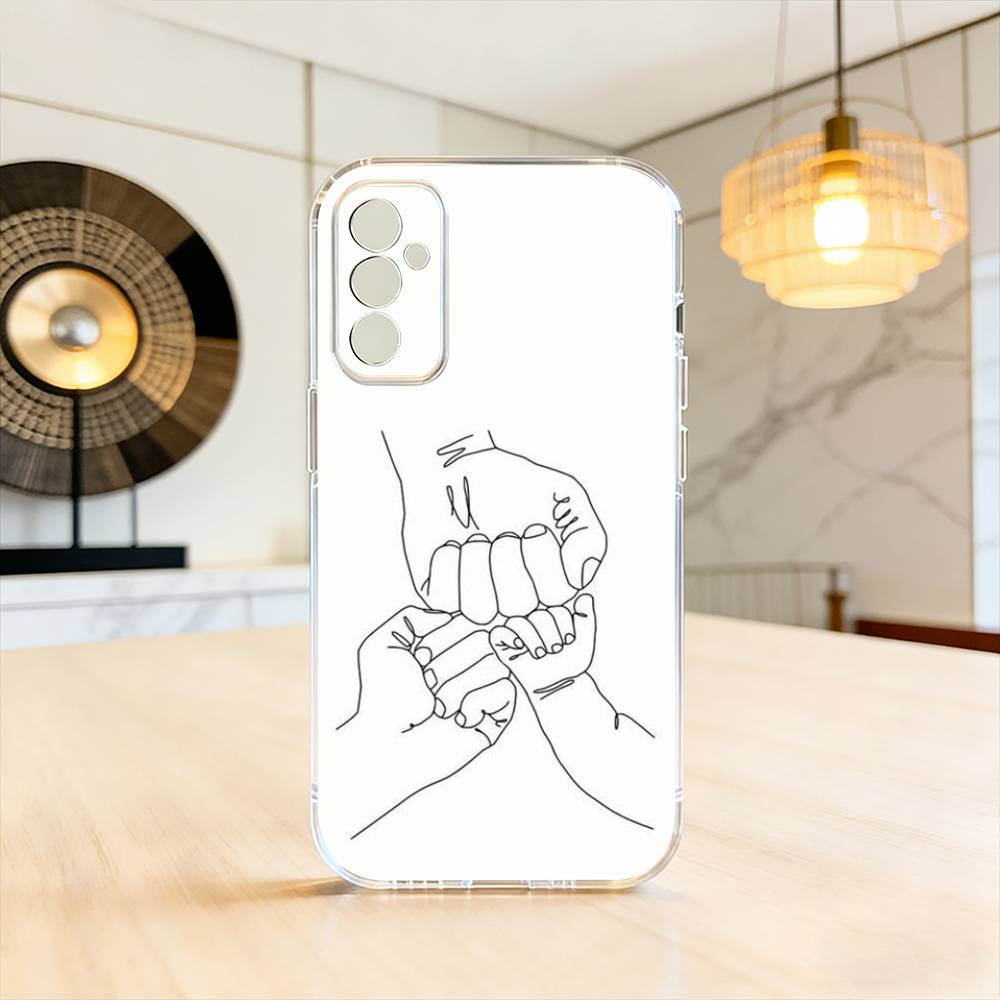 

Baby Mom daughter Son Dad Hand Phone Case Transparent Silicone Soft For SamsungA10,12,20,21S,30,31,40,50,51,52,70,71 Samsung a50 30s 50s