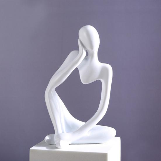 Jijijing Thinker Statue, Modern Abstract Art Sculpture, 3D Printed Collectible Figurine for Home Office Bookshelf Desktop Decor