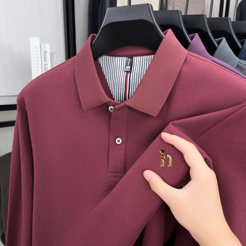 Marken-Polohemd aus 100% Baumwolle, langärmlig, leichter Luxus, neu, Cartoon-Hund-Stickerei, Herren-Poloshirt, hochwertige Modeoberbekleidung