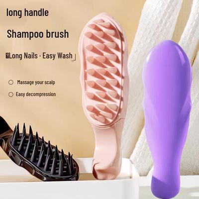 Portable Mini Scalp Massage Comb with Fluffy Cushion & Long Handle