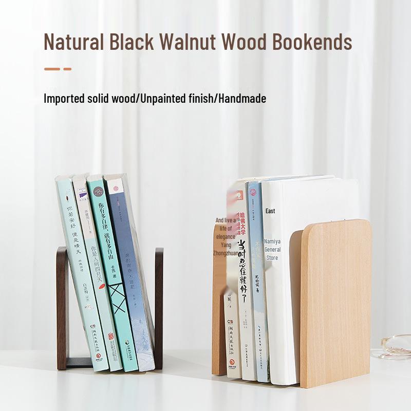Massive Buchstützen aus Schwarznuss - Kreative, einfache & bewegliche Schreibtischornamente zur Aufbewahrung im Büro