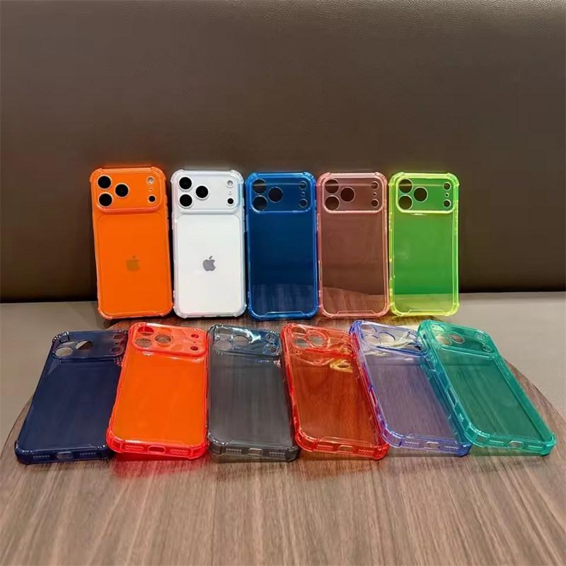 Shockproof Neon Soft TPU Clear Case For iPhone 17 Air 16 15 14 13 12 11 Pro Max Plus Camera Protection Silicone Cover