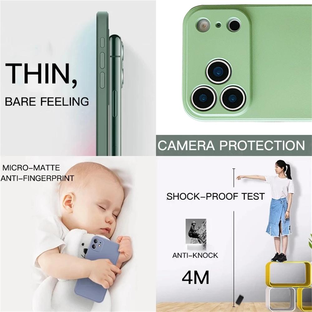 ultrathin Non-Slip Cover Green case For iPhone 17 16 15 14 13 11 12 Pro Max Mini Air Camera Protector Lens Simple Phone Case