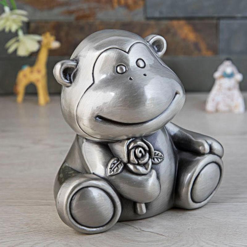 Elegant European-Style Monkey Money Box Kids Metal Coin Saving Jar Decorative Animal Piggy Bank Gift