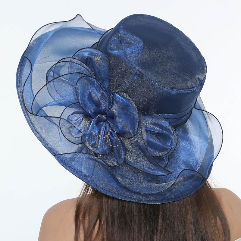 Spring and Summer Korean Version of Retro Flower Mesh Sun Hat Organza Beach Sun Hat Top Hat