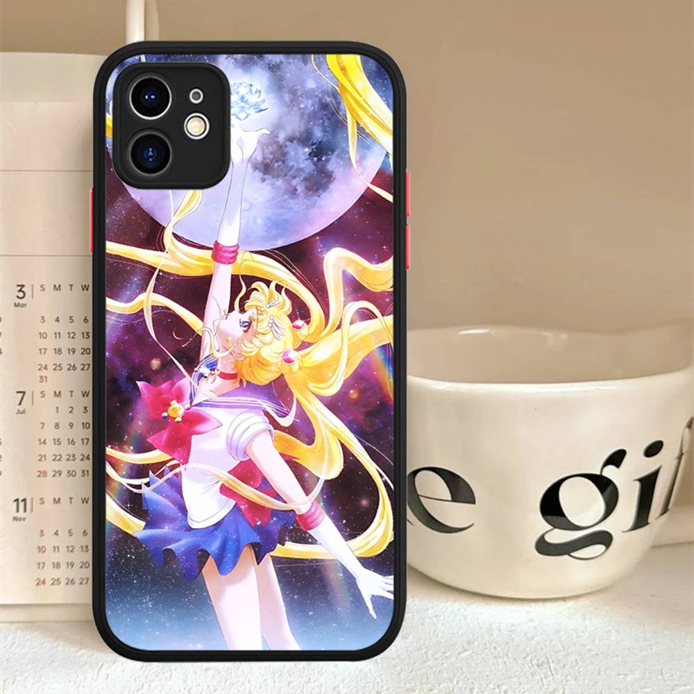 Popular Anime Girl S-Sailor Moon For iPhone 15 16 Pro Max 11 12 13 14 XS XR X Plus 16E Matte Translucent Phone Cover