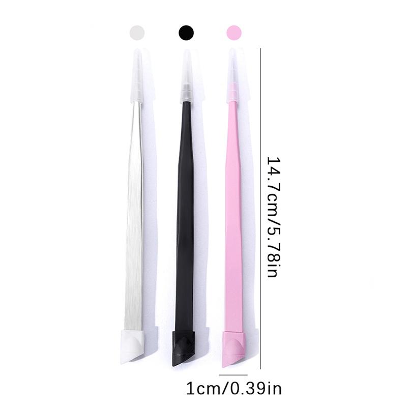 1PC Nail Tweezers With Silicone Pressing Head For 3D Sticker Rhinestones Picker Straight Curved Manicure Nail Art Tools