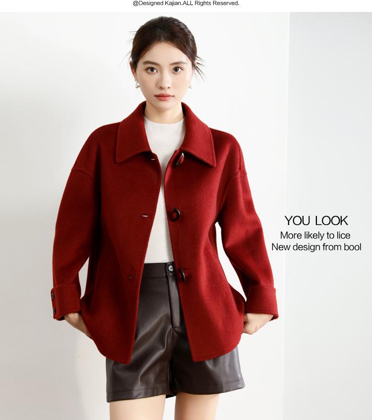 Mamas modischer Umlegekragen doppelseitiger Woll-Kaschmir-Mantel für Herbst & Winter - Stilvoller kurzer Wollmantel für Frauen mittleren Alters über 50