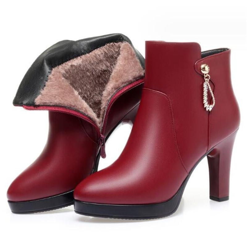 Fashion Women Boots Autumn Ankle Boots For Women Thin Heel Zipper Winter Platform Plush Female Boots Women High Heels Shoes