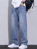 2025 Spring/Autumn Men’s American Retro Wide-Leg Straight Washed Jeans