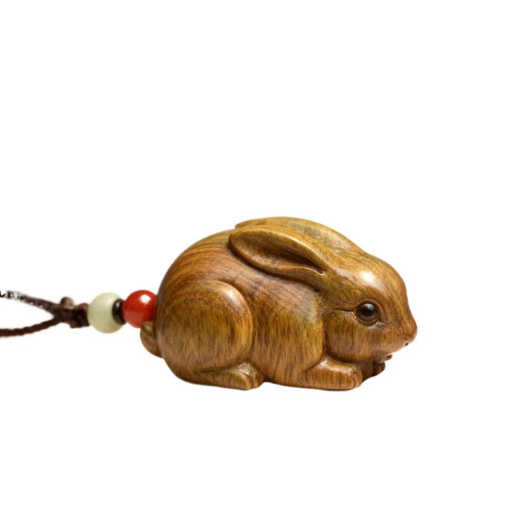 Green Sandalwood Zodiac Rabbit Phone Charm and Bag Ornament