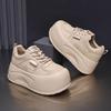 Leather platform bread shoes women's shoes autumn new small height increase muffin white shoes casual board shoes