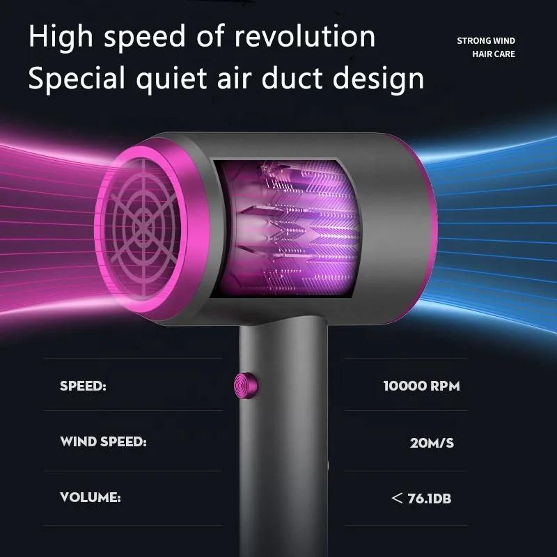 Portable High-Speed Electric Hair Dryer Low Noise Constant Temperature Fast Drying Negative Ion Air Blower for Salon And Home