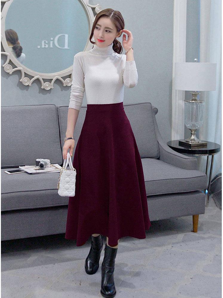 Retro Art Sukně Maxi A-linie s vysokým pasem - Elastická, Plisovaná, Celoroční Bavlna pro Ženy