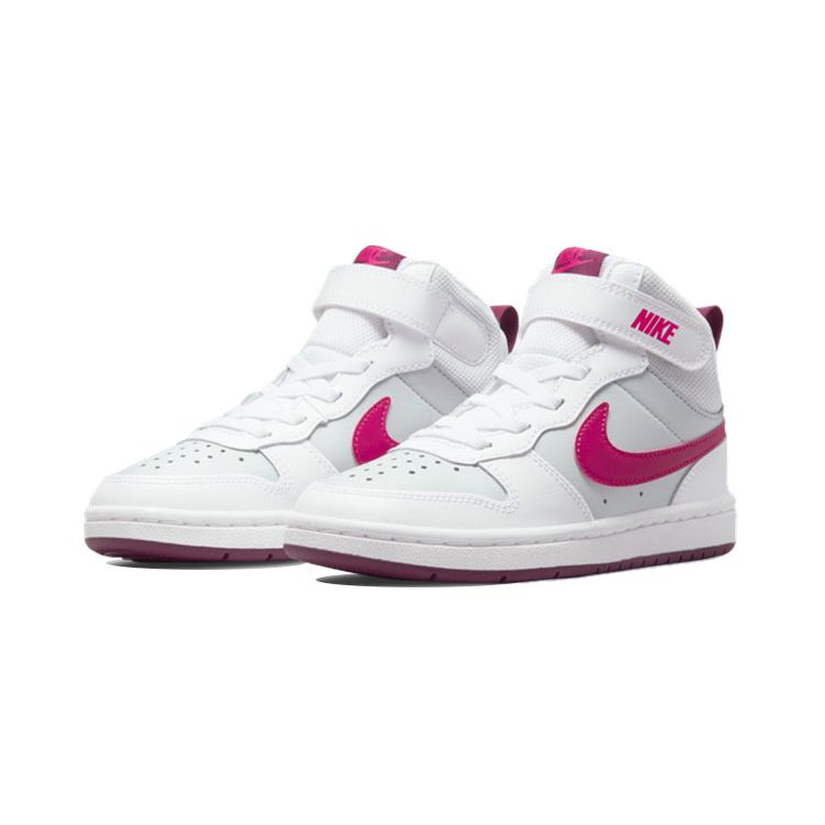 Nike Court Borough Mid 2 PS Pure Platinum Pink Prime Kids Sneakers White Sangria CD7783-006