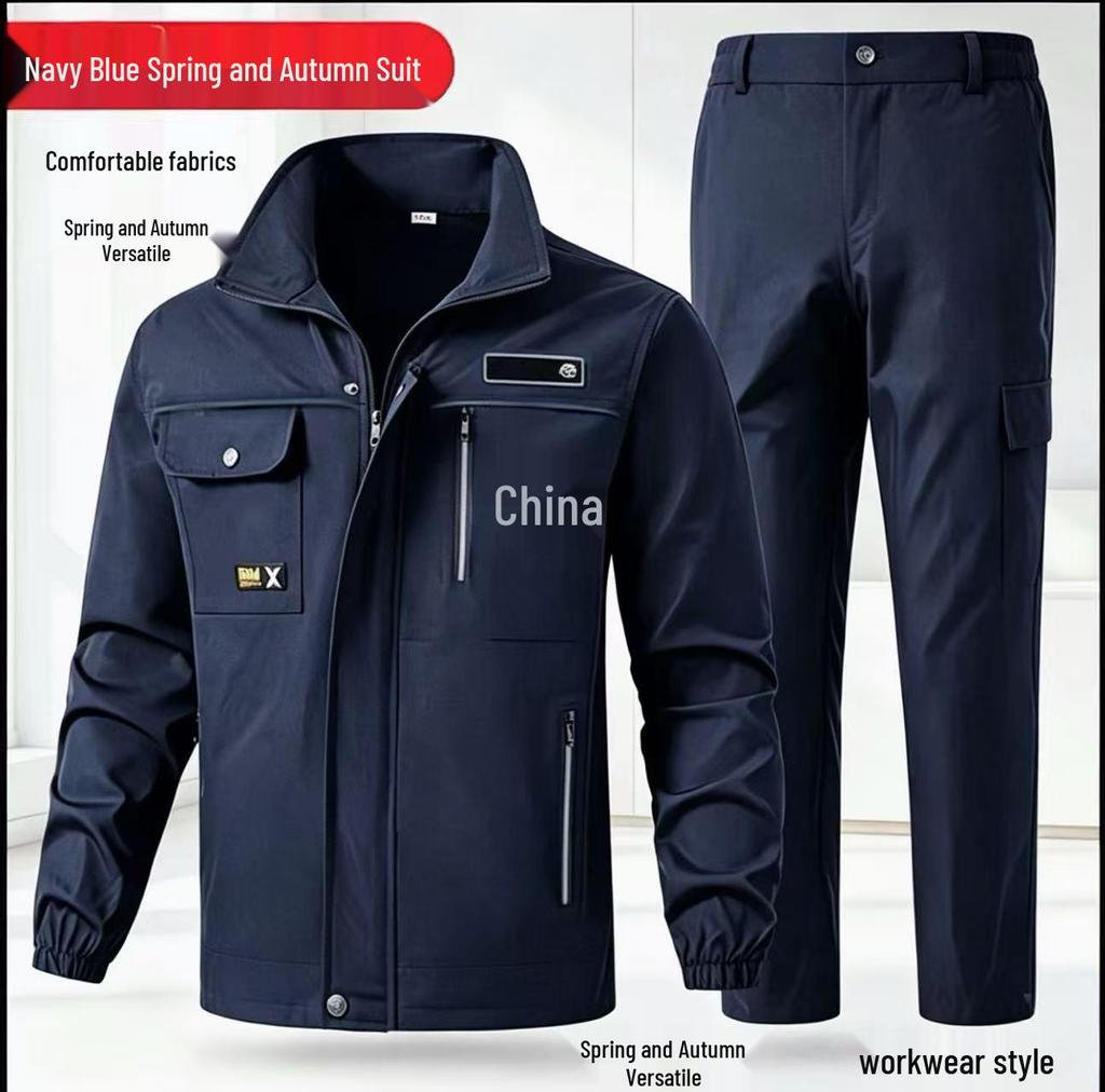 Thickened Wear-Resistant Workwear Set: Spring/Autumn Anti-Scald Protection Suit for Men, Ideal for Workshop, Construction, Auto Repair, Welding.