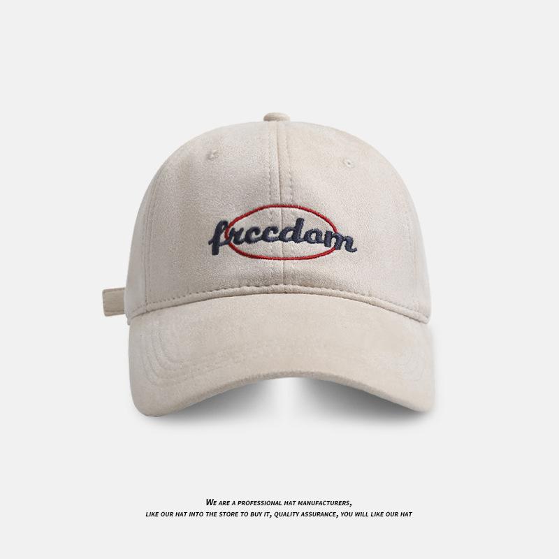 

Замшевая шляпа с широкими полями Детская осенне-зимняя вышивка букв Универсальная бейсболка Винтажная повседневная кепка Adjustable