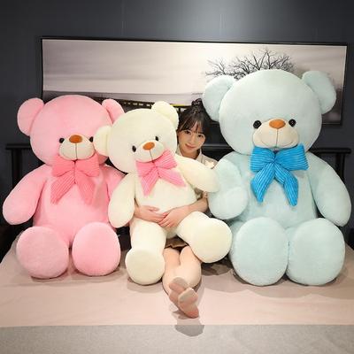 Urso de pelúcia boneca gravata borboleta grande brinquedo de pelúcia casal abraço boneca urso companhia menina calmante boneca de pano