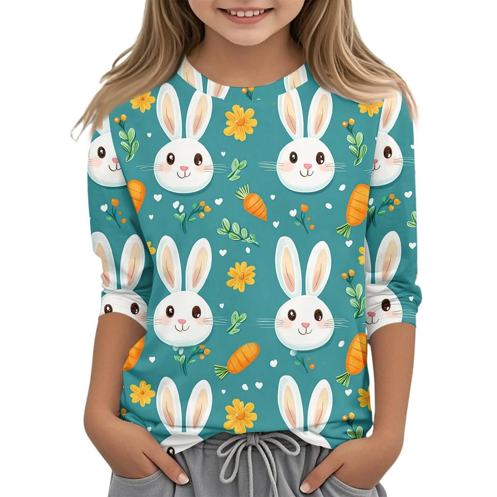 Haut T-shirt Mode Décontracté Enfant Manches Sept-Quarts Col Rond