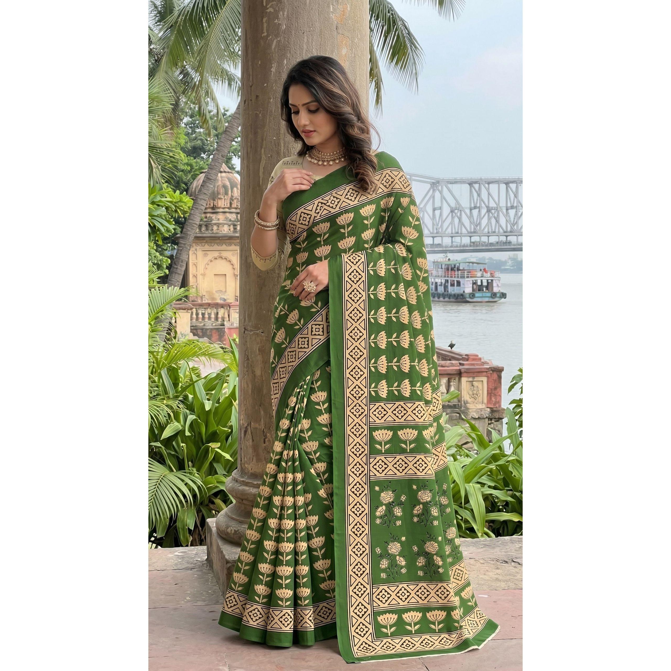 New Launch Beautiful Bagru Printed Saree Collection