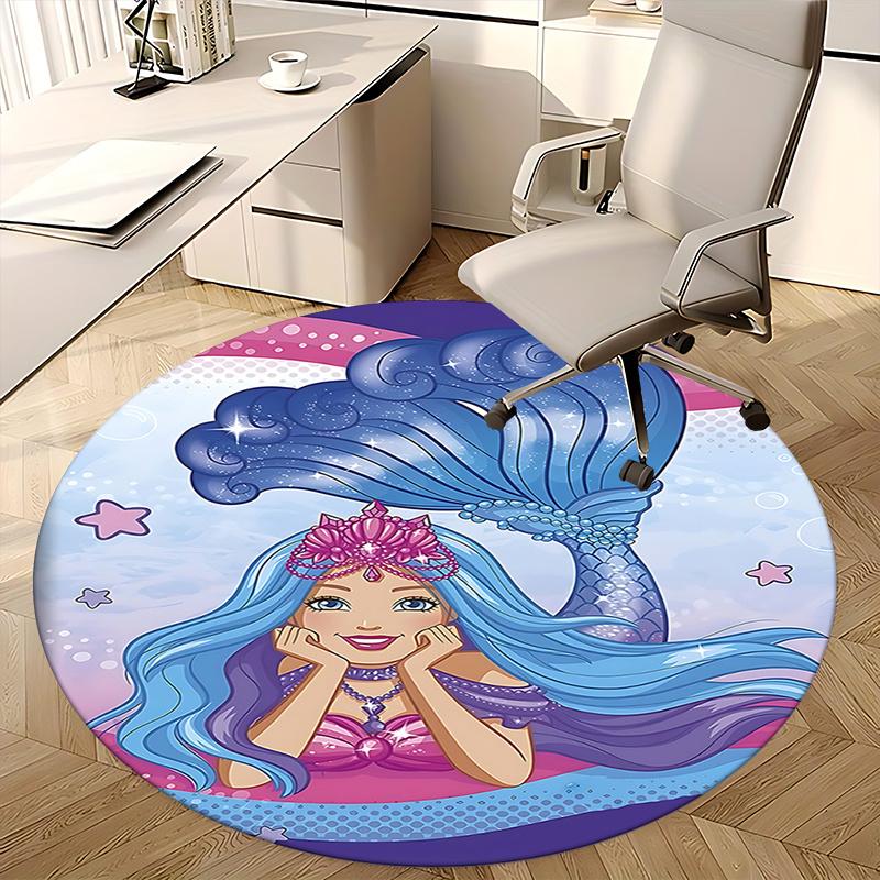 Mermaid Chair Mat Round Carpet for Home Decor, Office, Living Room, Bedroom, Gift Idea0390b