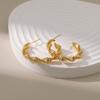 Twisted Braided Cross Semicircle 18k Gold Plated Vintage Hoop Earrings For Women