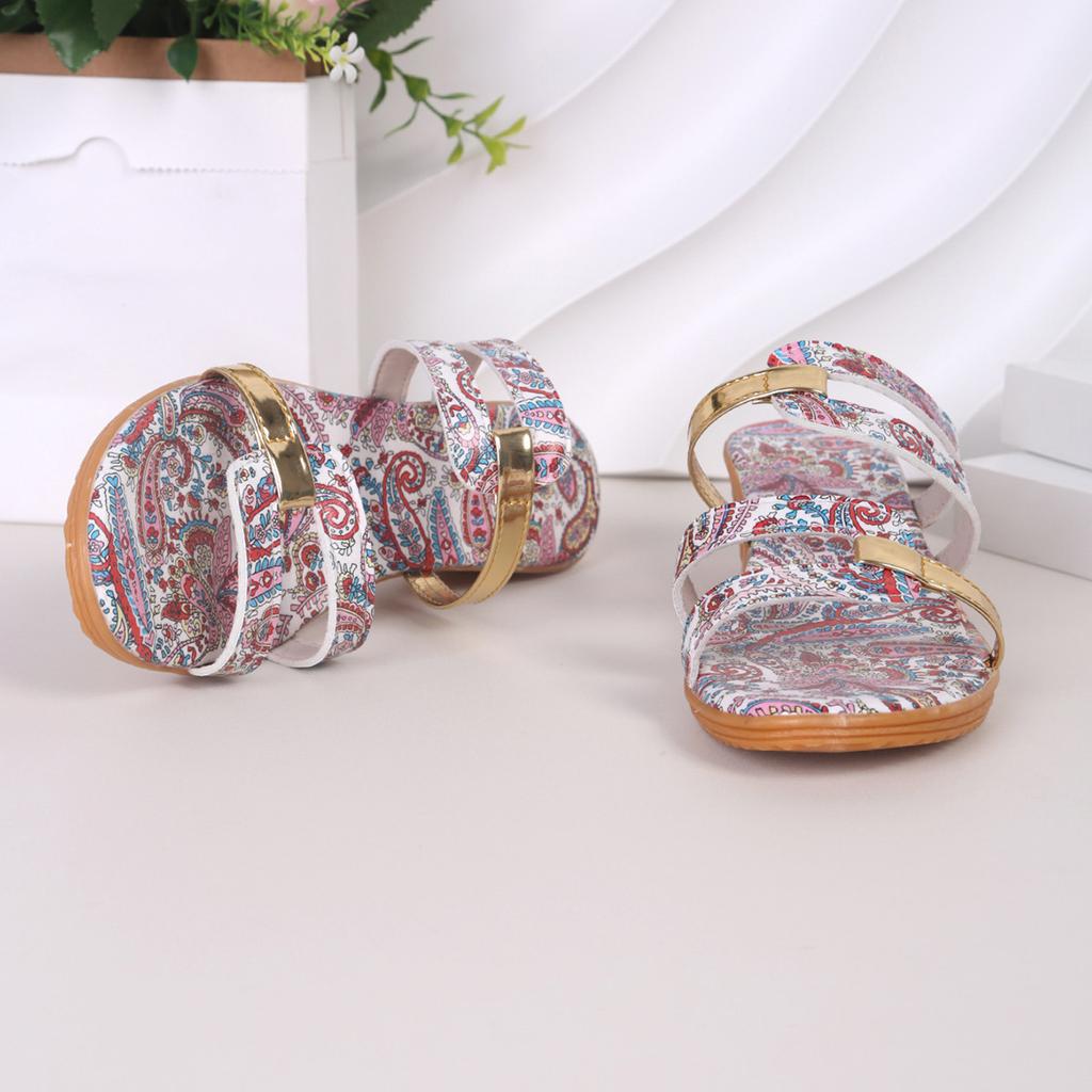 Verano Nuevo Talla Grande Sandalias Estampadas con Tacones Inclinados, Grafiti para Aumentar la Altura, Zapatillas de Playa para Mujer