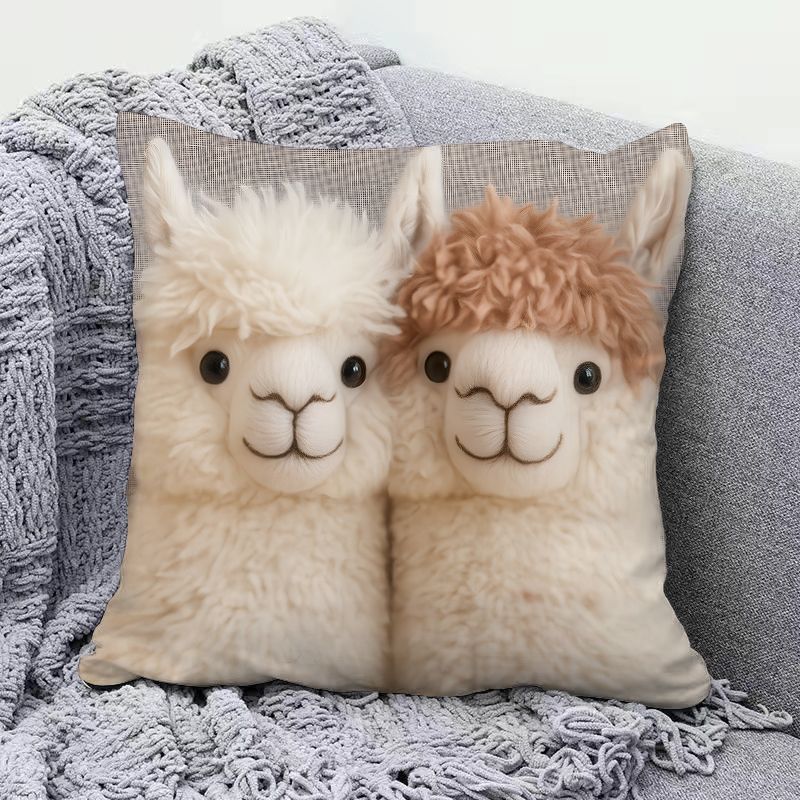 Adorable Alpaca Printed Pillow Soft Waist Cushion Living Room Sofa Decor Carriage Pillowcase Home Decorative Long Rectangle P...