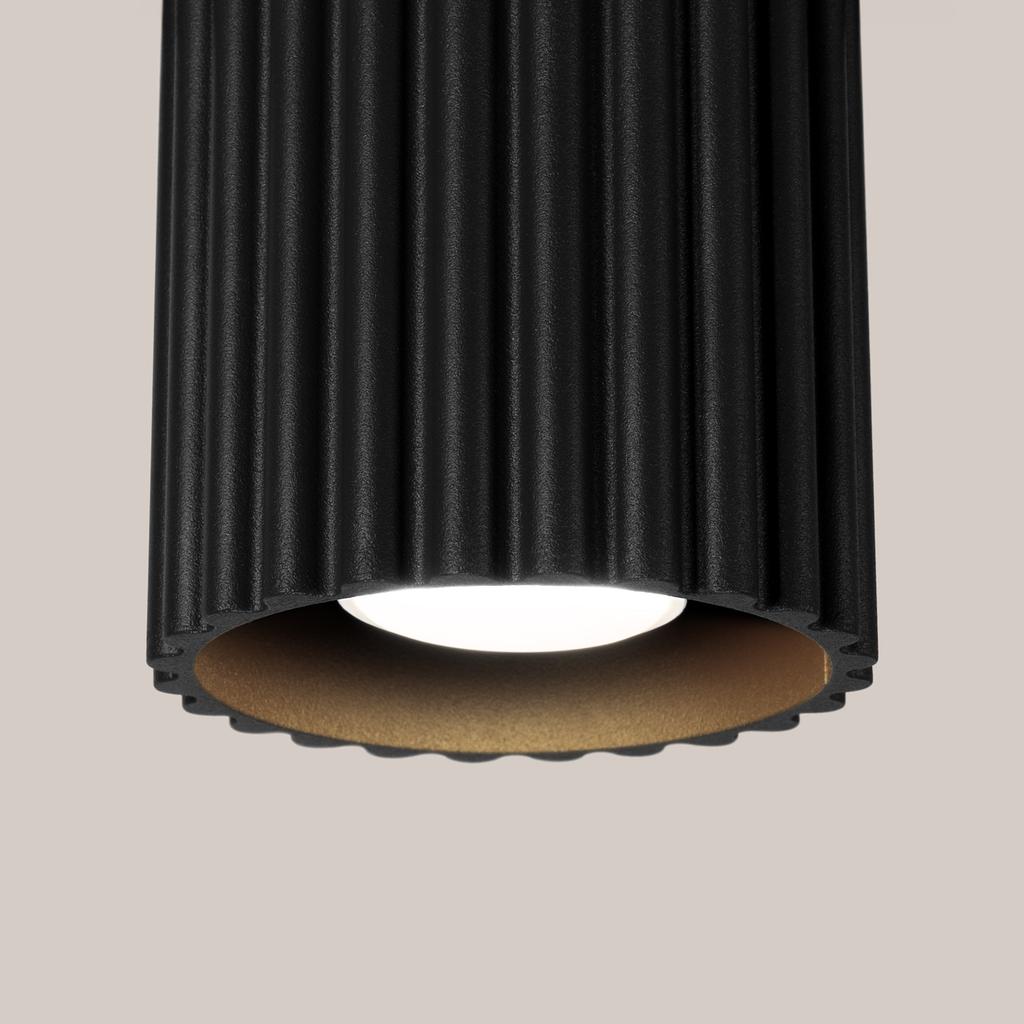 Spot Sufitowy Nowoczesny Ryflowany Okrągły Czarny 10 Cm 1Xgu10 10W Aura Sollux Lighting