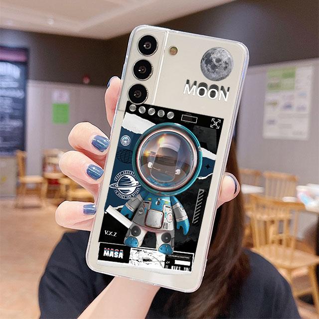 Transparente Hülle für Samsung Galaxy S22 S20 FE S21 S10 S9 Plus Note 20 Ultra 10 Lite 9 Weiche TPU Handyhülle Mechanischer Astronaut Weltraum