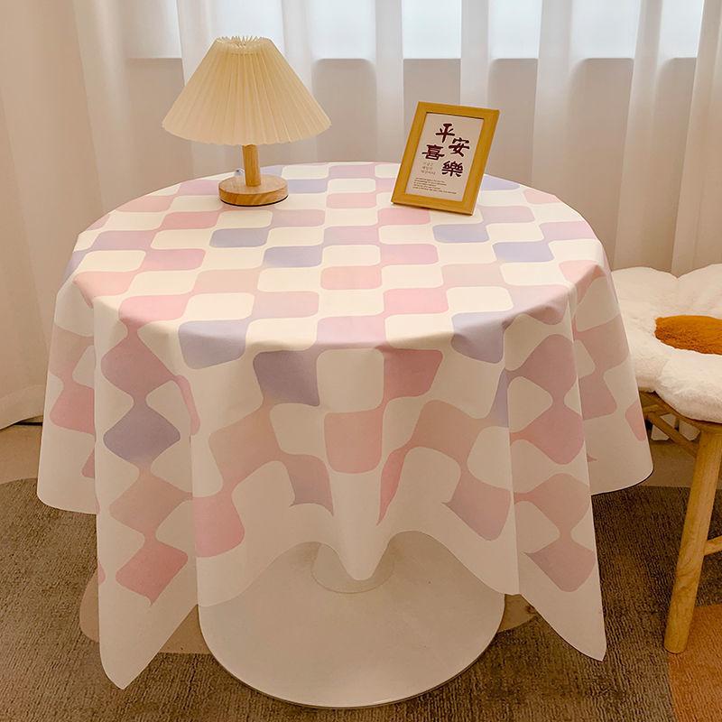 Ins Checkerboard Tablecloth Plaid Desk Mat Versatile Student Essential for Dormitory Round Table Cover Coffee Table Mat Dining Table Cloth Decorative