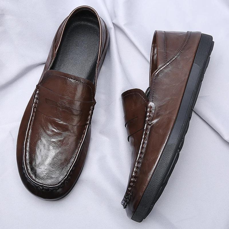 Men's Casual Leather Shoes Luxury Designers Outdoor Business Shoes High Quality Lightweight Comfortable Driving Shoe