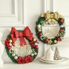 Christmas Wreath Front Door Hanging Ornaments Artificial Wreath Bell Gift Bow Stars For Christmas Tree Home Windows Decor