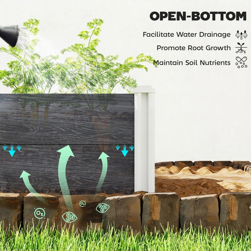 Vinyl Raised Garden Bed Kit 3 X 3 X 1ft Modular Elevated Garden Box With Slotting Legs And Open Bottom Dark Grey