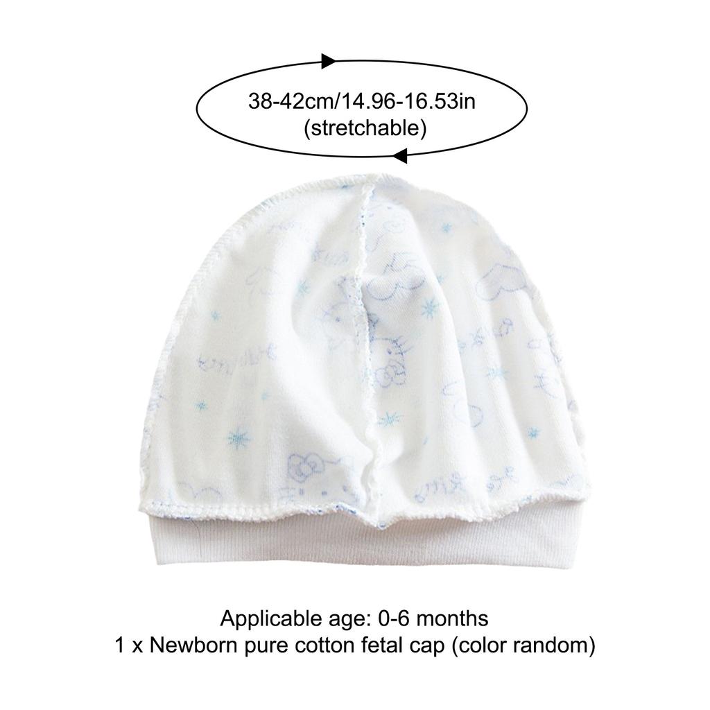 Baby Cotton Newborn Hat Summer Lightweight Breathable Infant Cap with Cute Cartoon Print for 0-6 Months