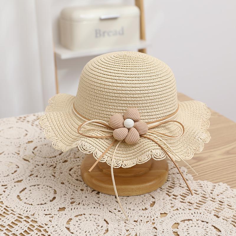 Kids Girls Flower Summer Caps Fashion Children Sunscreen Sun Hat Straw Hat Bag for Beach Baby Accessories for 2-8 Years Kids