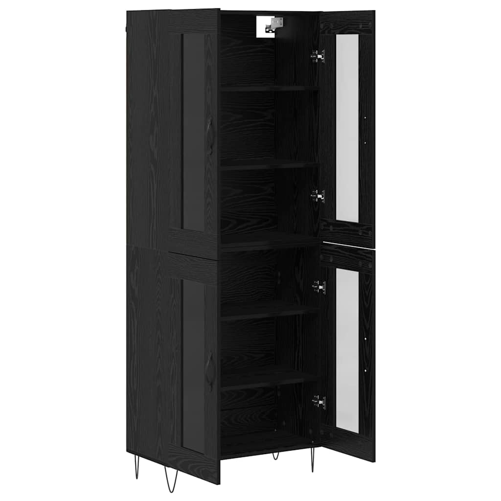 Highboard in Black Oak Look 69.5 x 34 x 180 cm Particleboard
